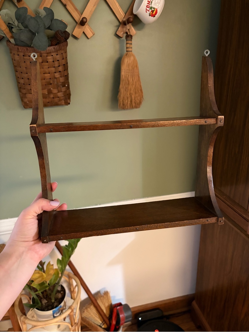 Wooden Wall Shelf in Dark Brown - Home Wall Decor